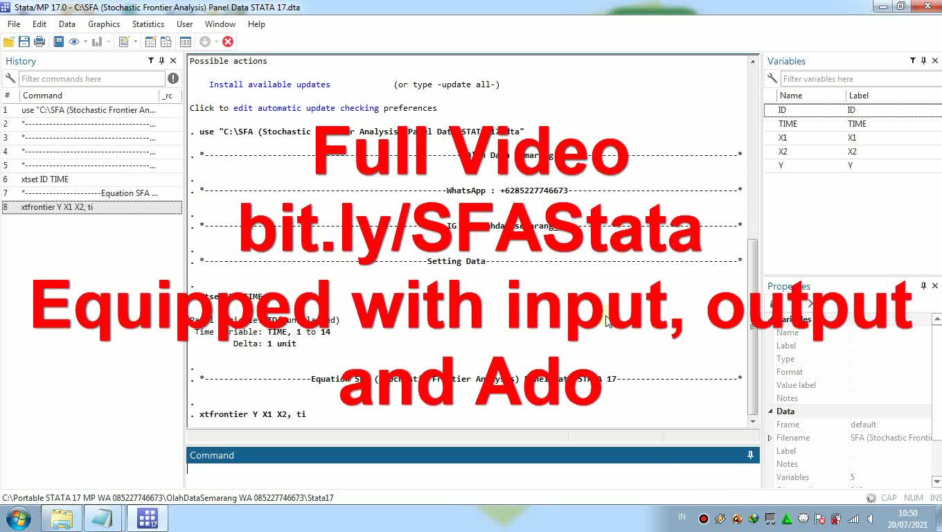 SFA (Stochastic Frontier Analysis) Panel Data STATA 17