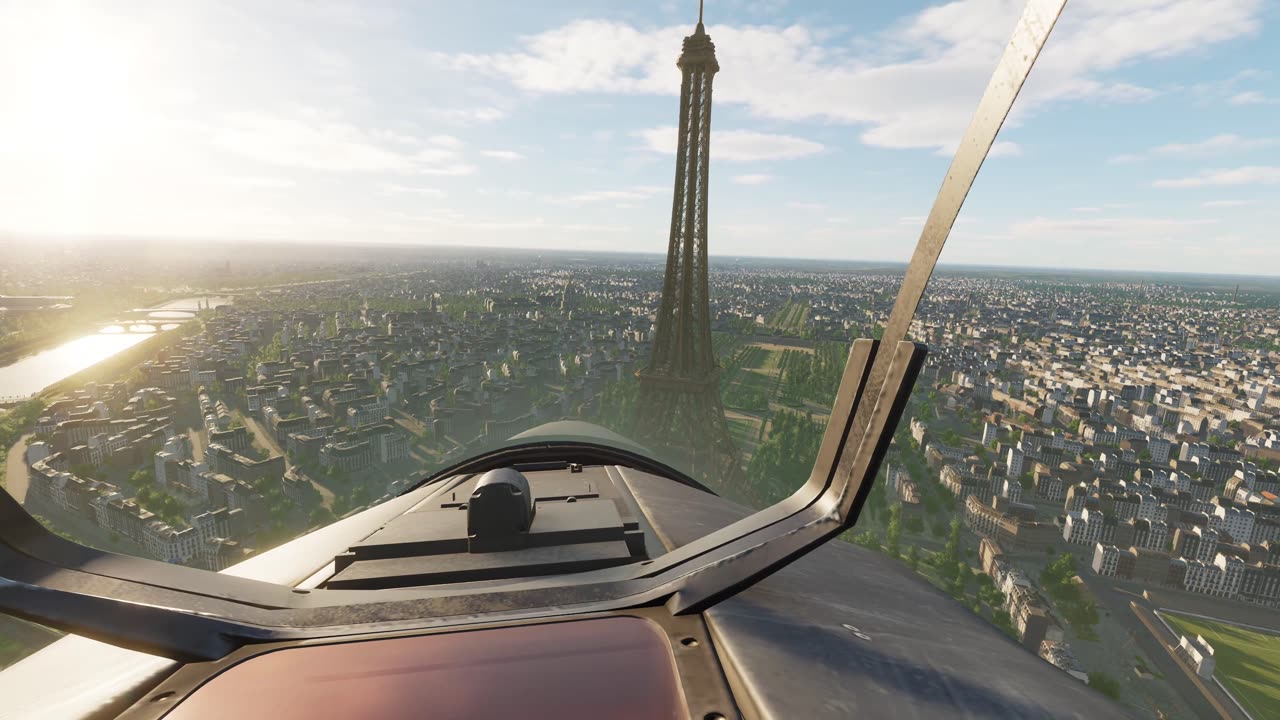 The Eiffel Tower as seen from the cockpit of a F-15E