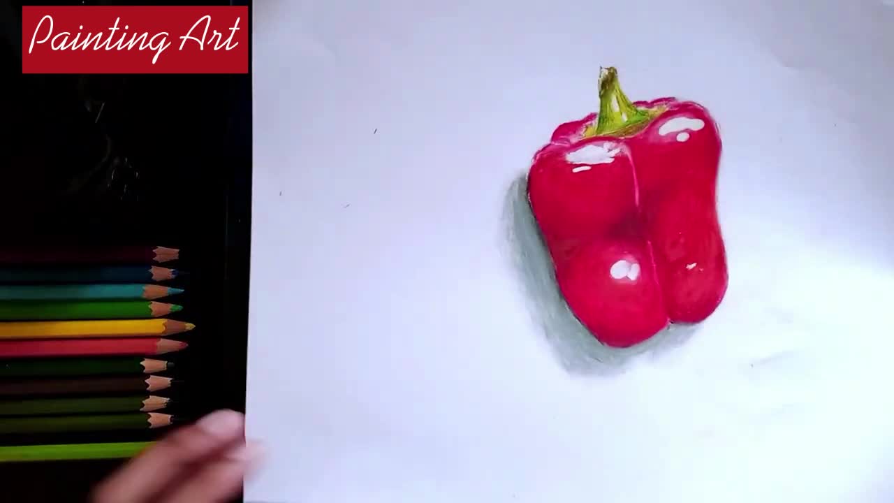 Basic pencil drawing tutorial, red pepper