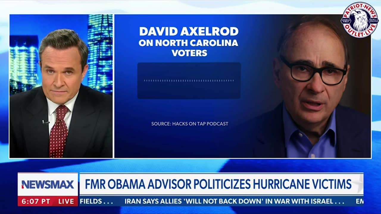 Longtime Obama crony David Axelrod Talks Openly about Benefitting from Helene in the 2024 Election