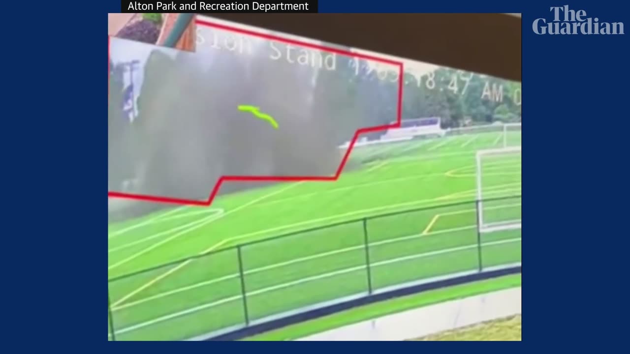 US soccer pitch partly collapses into huge sinkhole