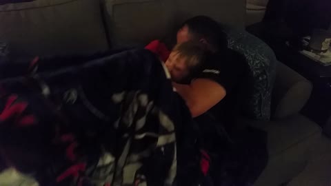 Toddler Mimics Dad's Snoring!