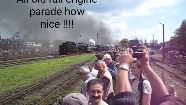 Old rail engine parade