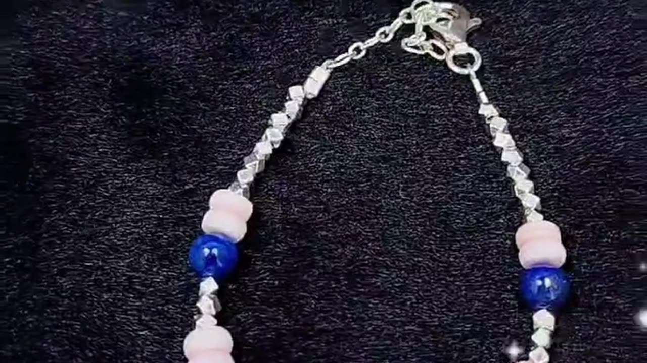 GN-20241008-04 Hot Selling Beautiful Luxury Silver Bracelet Lapis Lazuli with pink opal The first