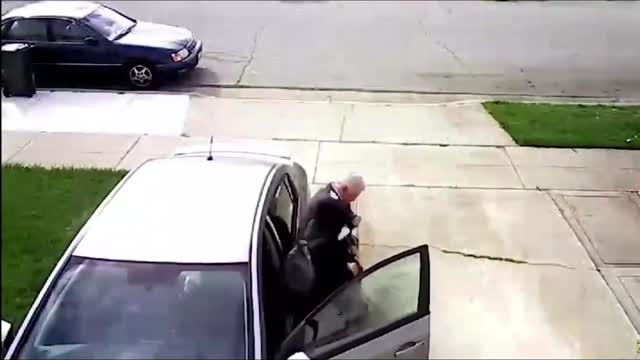 A teenager stealing an elderly car in America