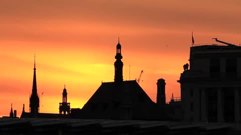 Sunset over Buildings - London Sunset Stock Video