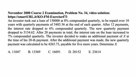 Exam FM exercise for February 19, 2022