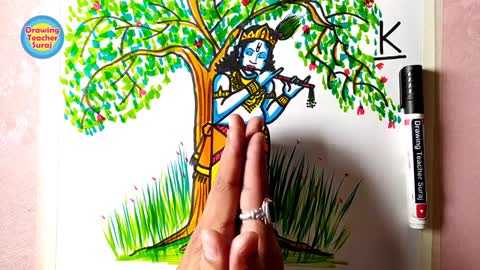 Lord Krishna Drawing From Letter K