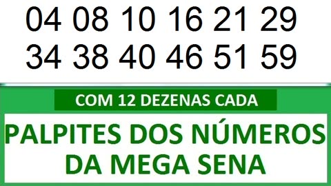 PALPITES DOS NÚMEROS DA MEGA SENA COM 12 DEZENAS 2a 2b 2c 2d 2e 2f 2g 2h 2i 2j 2k 2l