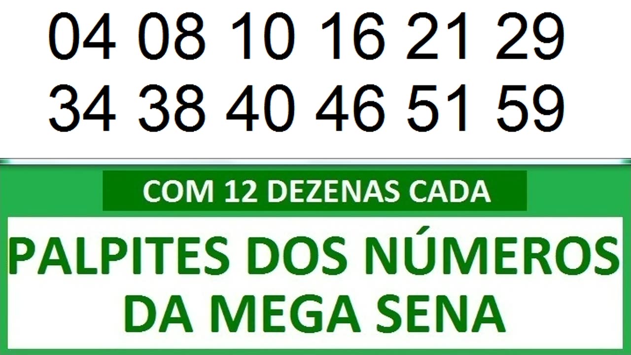 PALPITES DOS NÚMEROS DA MEGA SENA COM 12 DEZENAS 2a 2b 2c 2d 2e 2f 2g 2h 2i 2j 2k 2l