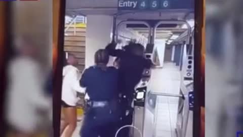 Teen criminal fighting with officers