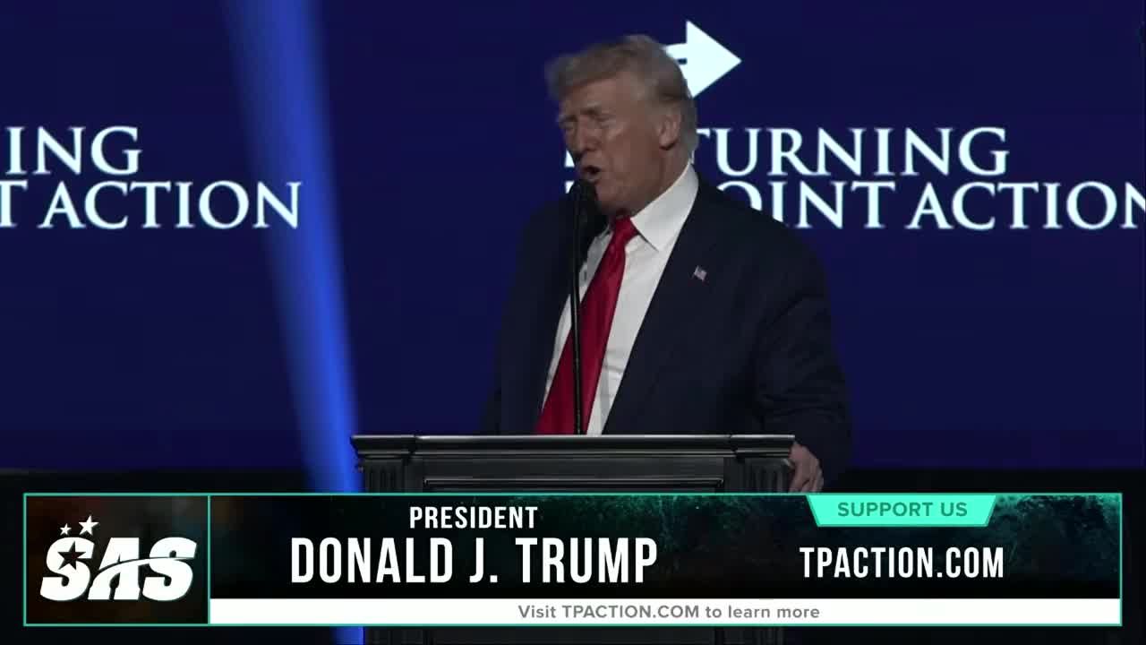 Former President Donald Trump addresses the Turning Point USA conference