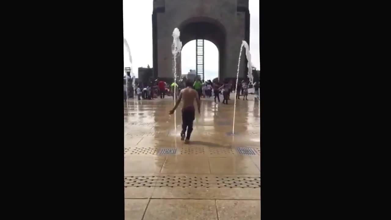 Epic fail | kid slides and fall in front of a monument