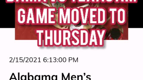 ALABAMA VS TEXAS GAME MOVED TO THURSDAY