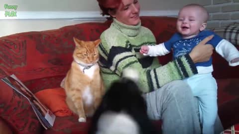 Baby and cat