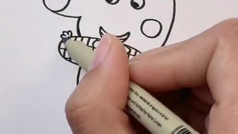 How to draw simple Peppa Pig in 1 minute #drawing​ #draw​ #painting