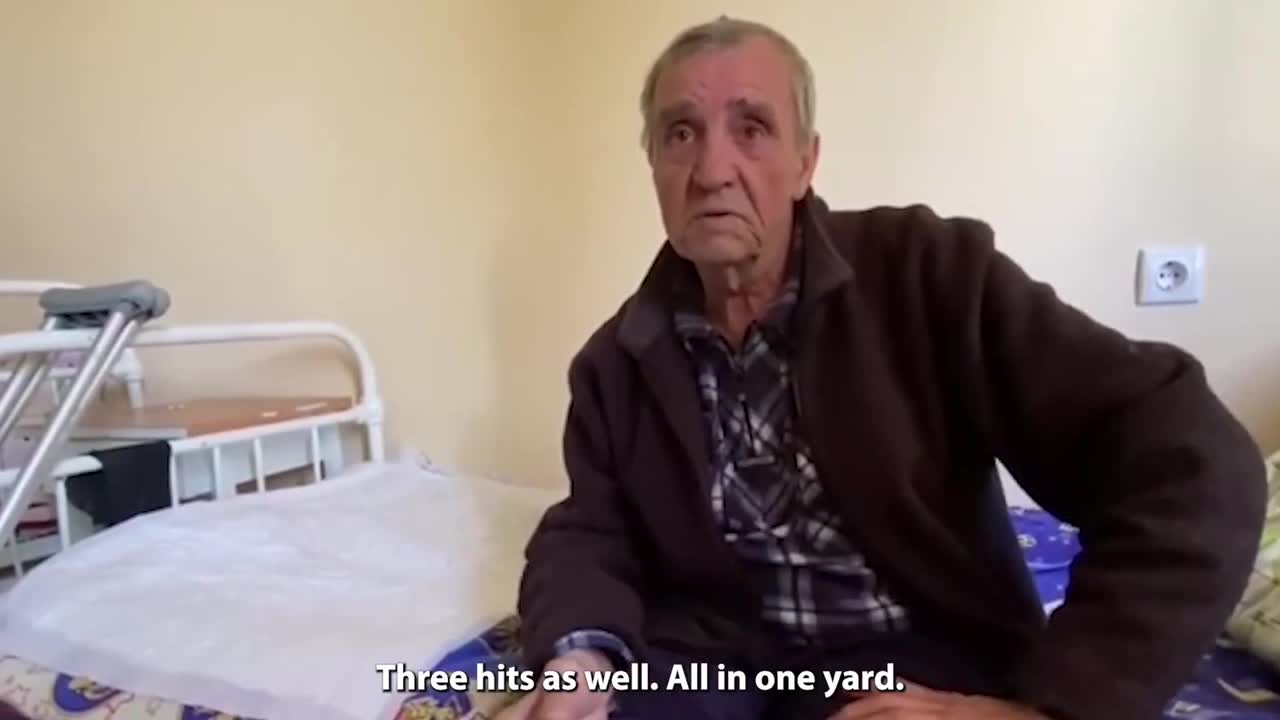 wounded pensioner from Kremennaya on Ukrainian shelling