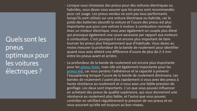 Quels sont les pneus optimaux pour les voitures électriques ?