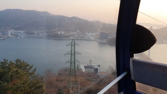 Sunset cable car in beautiful Yeosu in Korea