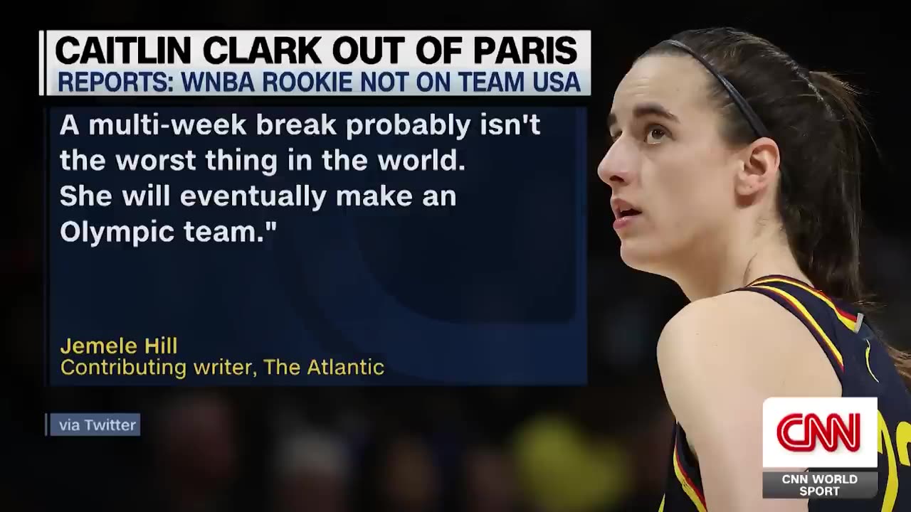 Caitlin Clark reacts after being left off Team USA's Olympic team