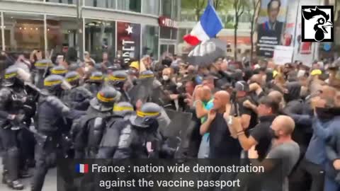 PARIS - 11.09.21 - FRENCH NWO POLICE AGAINST PACIFIC DEMONSTRATORS