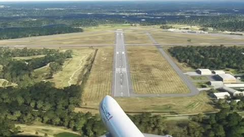 The pilot landed in strong winds