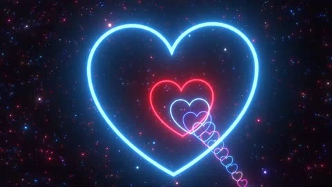 636. Wild Zoom Fast Neon Roller Coaster Glowing Heart Shape Rings In Space