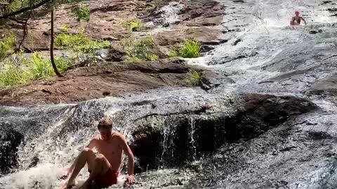 fun under the waterfall