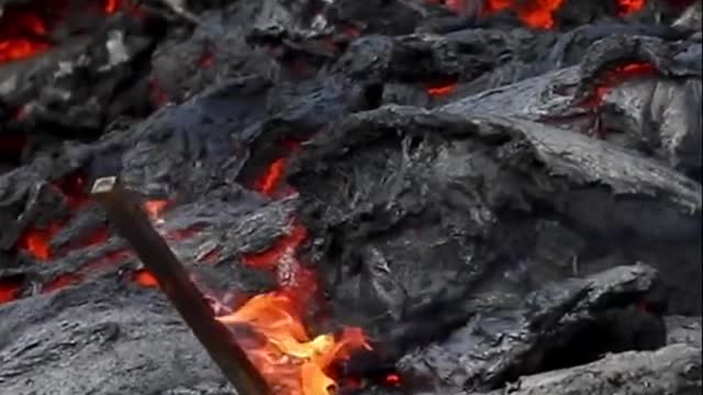 The lava claiming new land and changing the landscape forever