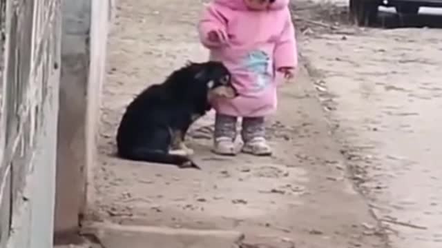 Sweet baby love her dog