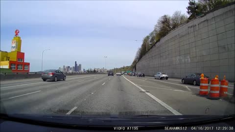 car spins out at Rainier brewery