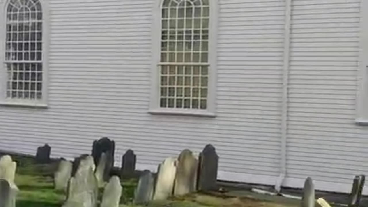 Ghostly graveyard at Trinity Church, NewPort, Rhode Island