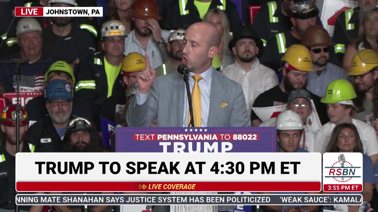 FULL SPEECH: Stephen Miller Speaks at Trump Rally in Johnstown, PA - 8/30/24