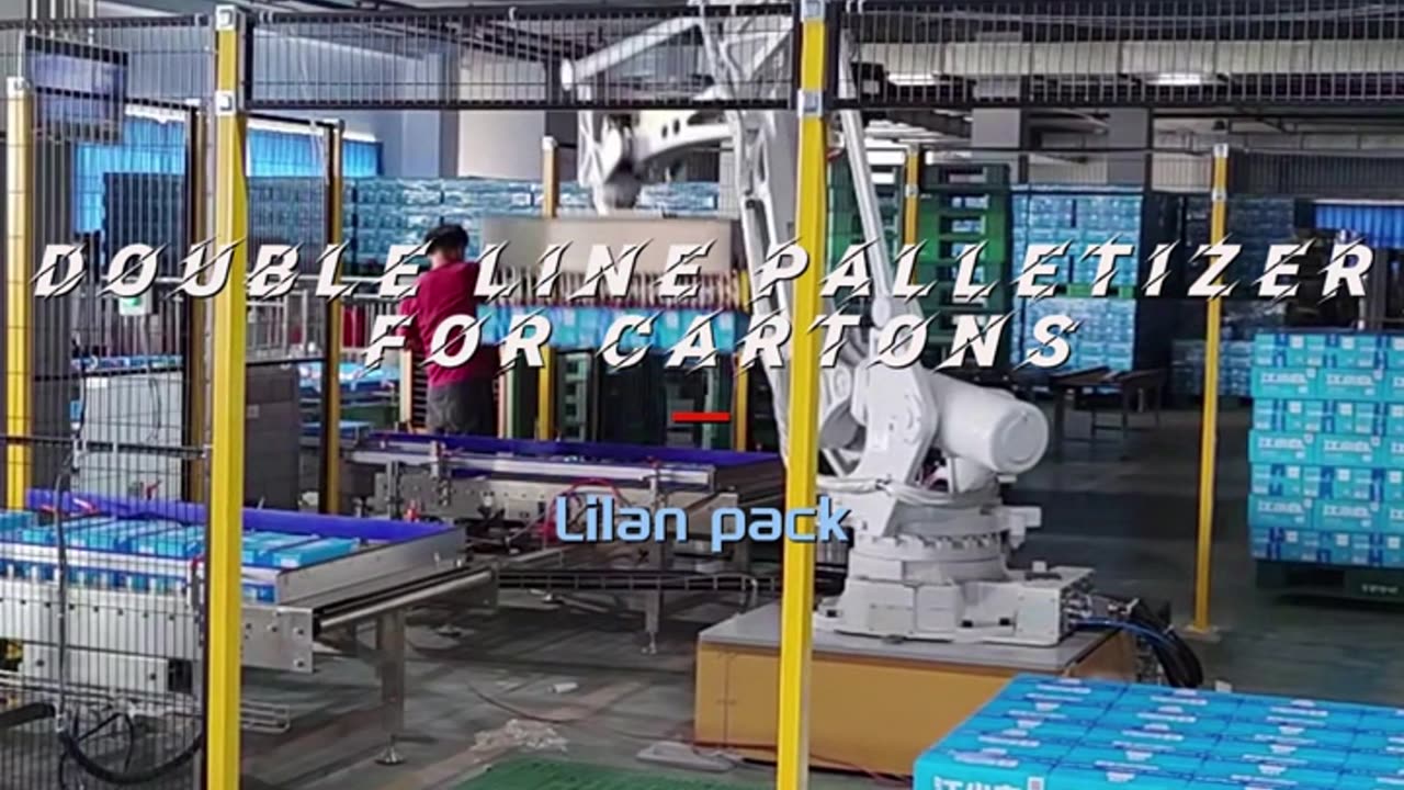 double line robot palletizer for cartons #palletizer#robot#cartonstack#foryou