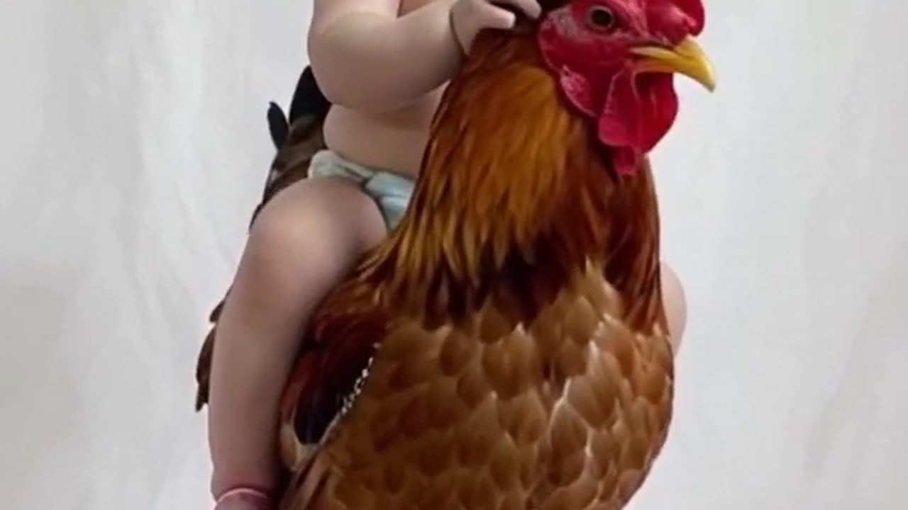 "AI Magic: Baby Rides a Hen! 🐥 | Funny Short Video"