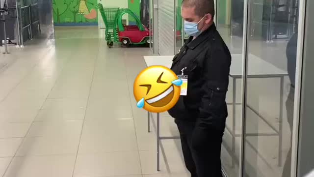 Funny Lazy Security Guard Sleeping at Work