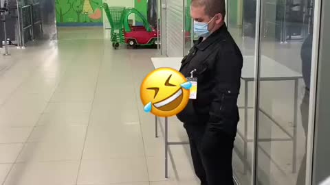 Funny Lazy Security Guard Sleeping at Work