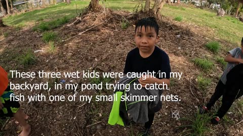 Three wet kids