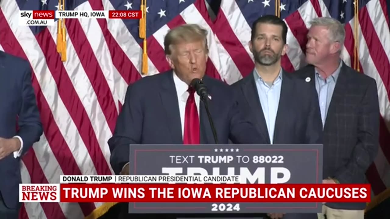 Donald Trump, after winning the Republican primaries in Iowa