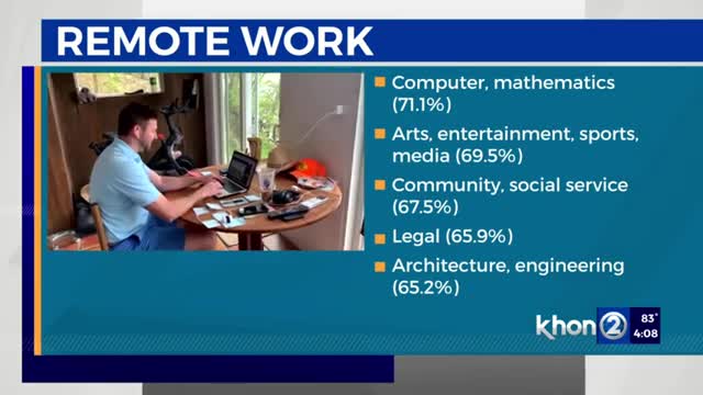 Nearly half of Hawaii employees are working remotely, study shows