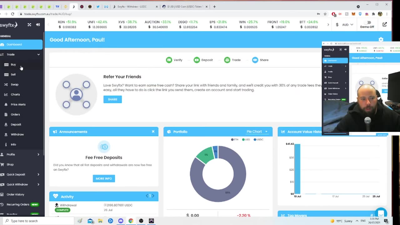 SWYFTX: How to Deposit from your Bank Account, Buy your desired Crypto then Transfer to your Wallet.