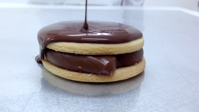 Chocolate Poured Over Alfajor #shorts