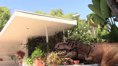 T Rex attacks Lego city train