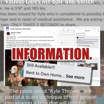 Fact Check: FAKE Posts About Missing '32-Year-Old Kyle Thomas' In Various Cities Are Bait-And-Switch