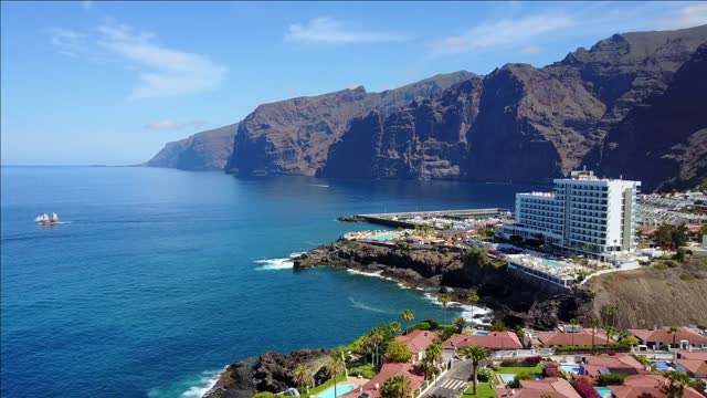 aerial panorama view of the los gigantes cliffs at the tenerife island spain