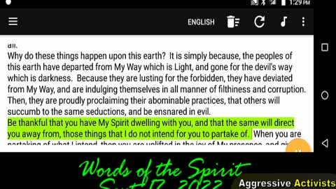 Words of the Spirit. Sept 17 2022