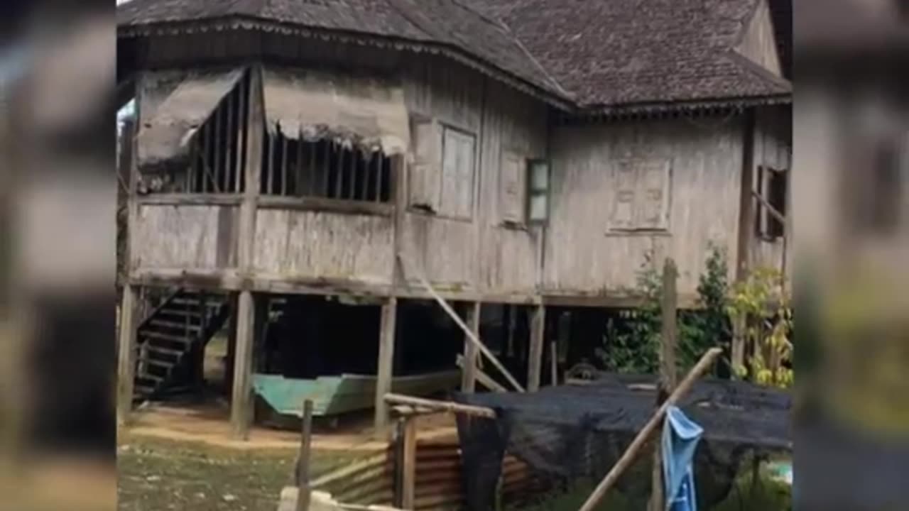 Ancient hundred years old house in kmpg Iran,niah,Sarawak,malaysia