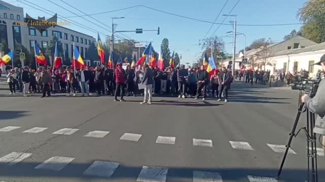 Protesters LINE streets in Chisinau as they rally against pro-Western Moldovan President