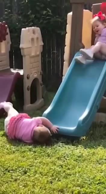 Funny baby video playing