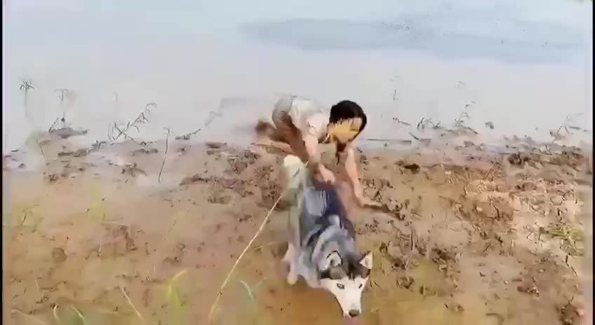 Skinny girl couldn't handle her dog